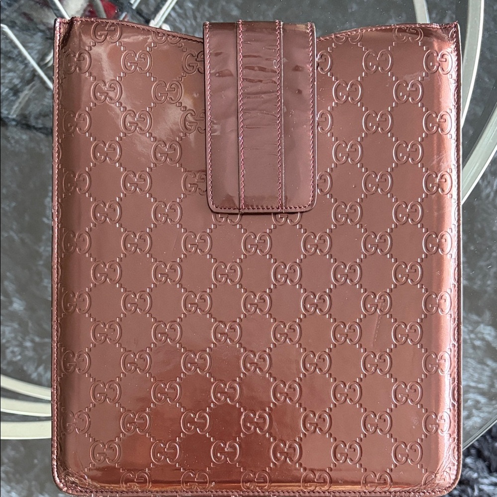 Gucci Glossy Embossed Tablet iPad in Rich Brown